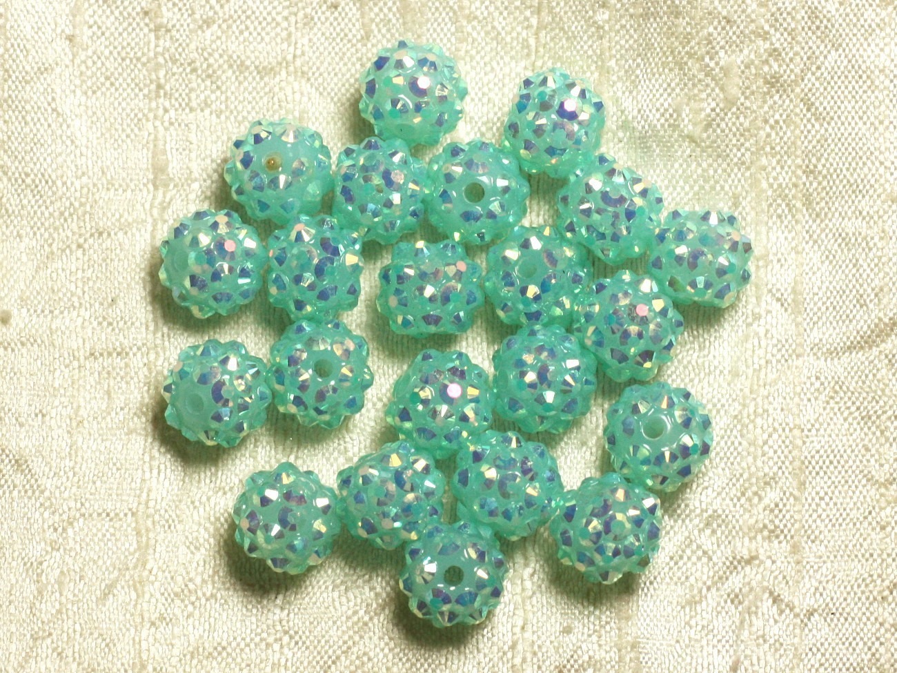 5pc - Perles Shamballas Résine 12x10mm Vert clair turquoise   4558550019936 