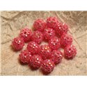5pc - Perles Shamballas Résine 12x10mm Rose Pêche  4558550019738 