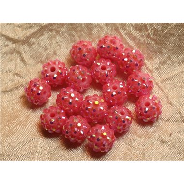 5pc - Perles Shamballas Résine 12x10mm Rose Pêche  4558550019738 