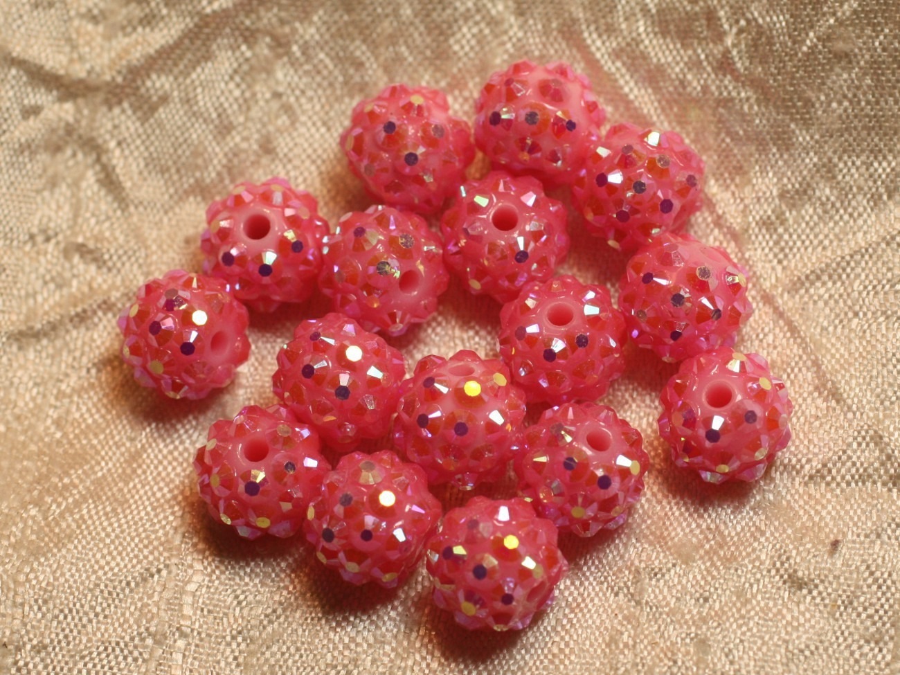 5pc - Perles Shamballas Résine 12x10mm Rose Pêche  4558550019738 