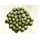 10pc - Perles Porcelaine Céramique Vert Kaki Boules 8mm   4558550009470
