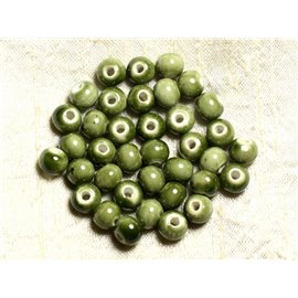 10pc - Perles Ceramique Porcelaine Boules 8mm Vert Kaki - 4558550009470