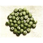 10pc - Perles Porcelaine Céramique Vert Kaki Boules 8mm - 4558550009470