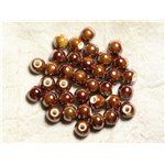 10pc - Perles Porcelaine Céramique Marron Ocre Noisette Boules 8mm - 4558550009487