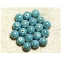 10pc - Perles Porcelaine Céramique Bleu Turquoise Boules 12mm   4558550009531