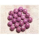 10pc - Perles Porcelaine Céramique Boules 12mm Rose Mauve - 4558550009555 