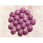 10pc - Perles Porcelaine Céramique Boules 12mm Rose Mauve - 4558550009555 