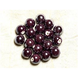 10pc - Perline in ceramica porcellana Purple Balls 12mm 4558550009579