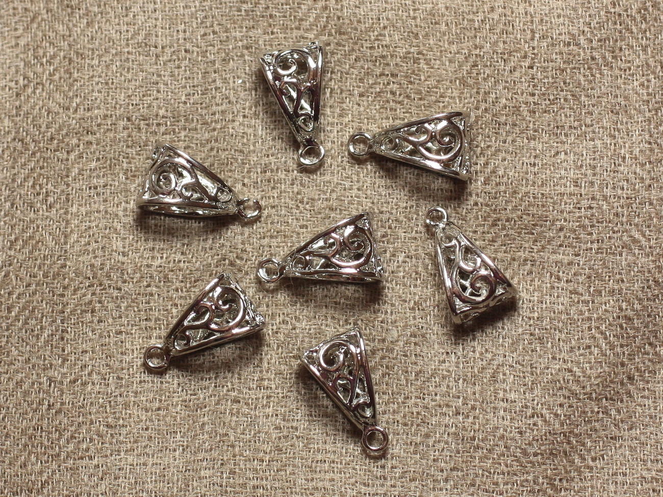 5pc - Bélières Filigranes Métal Argenté Rhodium 19mm   4558550009616 