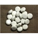 5pc - Perles Porcelaine Céramique Palets 14mm Blanc   4558550009654