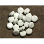 5pc - Perles Porcelaine Céramique Palets 14mm Blanc   4558550009654