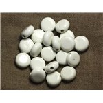 5pc - Perles Porcelaine Céramique Ronds Palets 15mm Blanc - 7427039732338