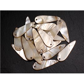 10pc - Dijes de perlas Colgantes Gotas de nácar 35 mm Crudo 4558550009951