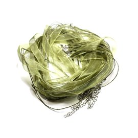 10pc - Collares de algodón y organza verde caqui 4558550010049 