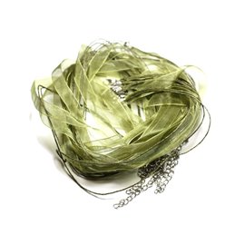 10pc - Collares de algodón y organza verde caqui 4558550010049 