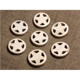 10pc - Círculo de estrella de cuentas de turquesa sintética 20 mm Blanco crema 4558550010087