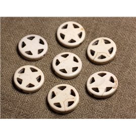 10pc - Perline sintetiche turchese Star Circle 20 mm Cream White 4558550010087