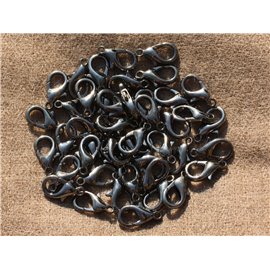 20 piezas - Cierres de langosta 16 mm Calidad de metal negro 4558550010094