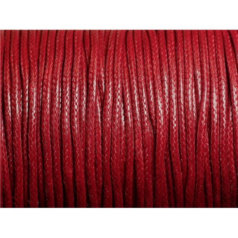 5 Mètres - Cordon de Coton Ciré 1.5mm Rouge Bordeaux   4558550010100 