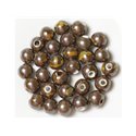 10pc - Perles Céramique Porcelaine Marron Jaune Boules 10mm   4558550010162