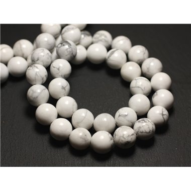 4pc - Perles Pierre - Howlite Boules 12mm blanc gris - 4558550025814