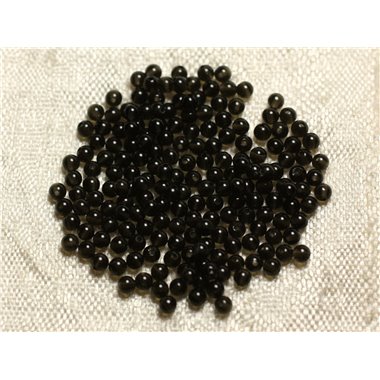 40pc - Perles de Pierre - Obsidienne noire fumée Boules 2mm - 4558550010506