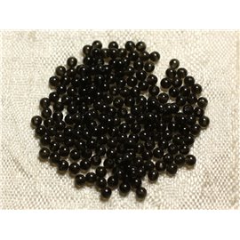 40Stk - Steinperlen - Geräucherte schwarze Obsidiankugeln 2mm - 4558550010506