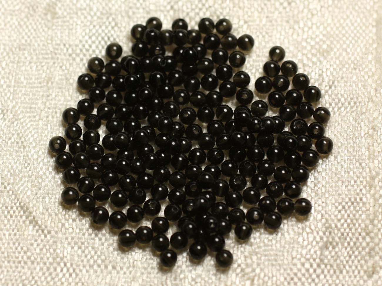 40pc - Perles de Pierre - Obsidienne noire fumée Boules 2mm - 4558550010506