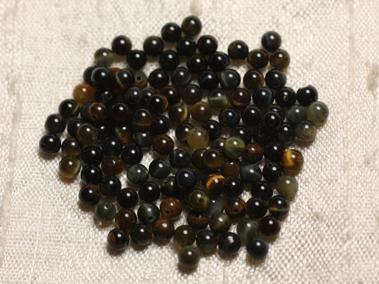 20pc - Perles de Pierre - Oeil de Faucon et Tigre Boules 3mm   4558550010537