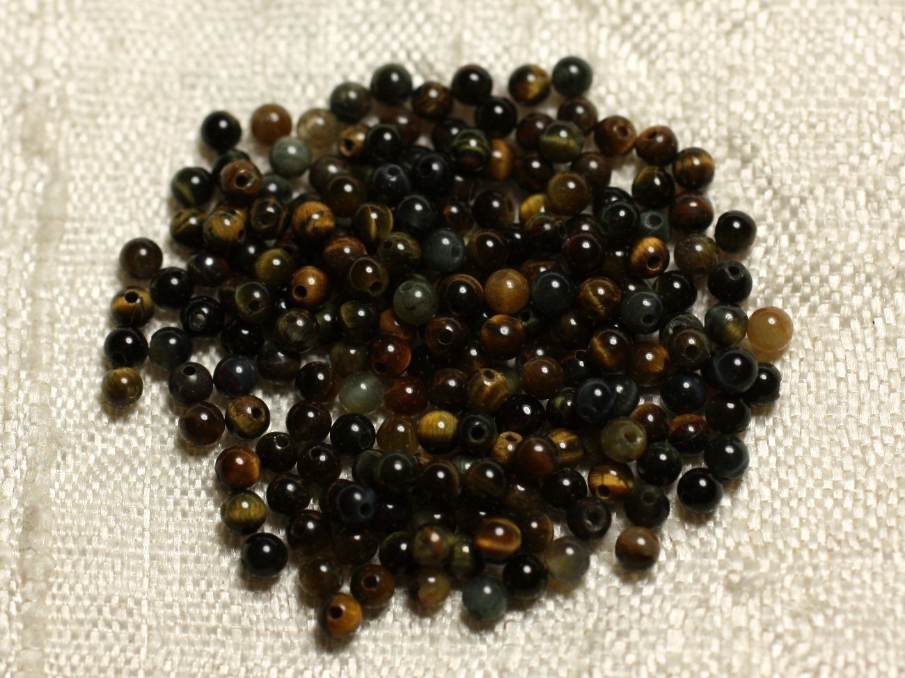 30pc - Perles de Pierre - Oeil de Tigre et Faucon Boules 2mm   4558550010544 