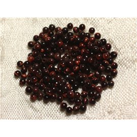 30pc - Perles Pierre - Oeil Tigre Rouge Taureau Boules 2mm - 4558550010568