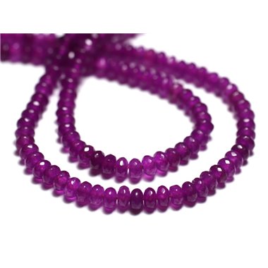 30pc - Perles de Pierre - Jade Rondelles Facettées 4x2mm violet rose fuchsia magenta -  4558550010698 