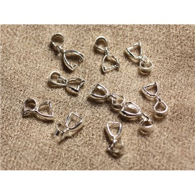 10pc - Bélières Métal Argenté qualité plaqué Rhodium 15x3mm   4558550010704 