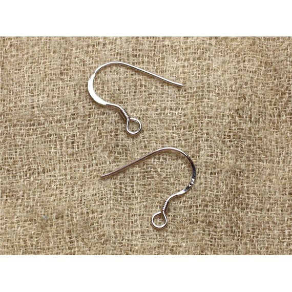 1paire - Crochets Boucles d'Oreilles Argent 925 Plaqué Or Blanc 17x16mm   4558550010735