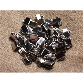 10-delig - Rhodium kwaliteit zilveren metalen klauwbits 7x5mm 4558550010759