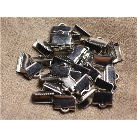 10pc - Apprets Accessoires Embouts à rabattre griffes métal argenté Rhodium 10x5mm - 4558550107374