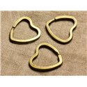 20pc - Anneaux Porte Clefs Métal Bronze Qualité Coeurs 32mm   4558550010780