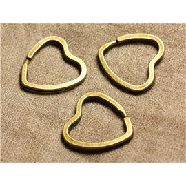 20 Stück - Ringe Schlüsselanhänger Metall Bronze Qualität Herzen 32mm 4558550010780