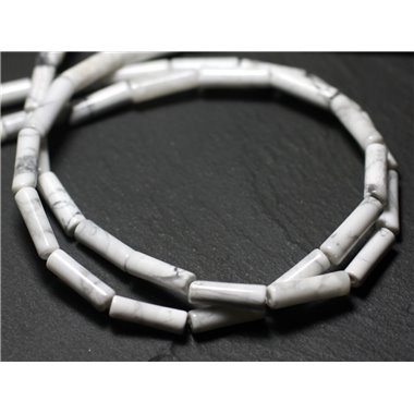 6pc - Perles de Pierre - Howlite Colonnes Tubes 13x4mm - 4558550010803 