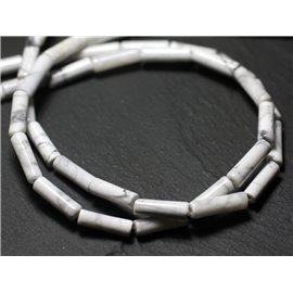 6pc - Stone Beads - Howlite Tube Columns 13x4mm - 4558550010803 