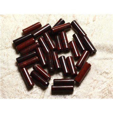 5pc - Perles de Pierre - Jaspe Rouge Poppy Colonnes Tubes 13x4mm - 4558550010810