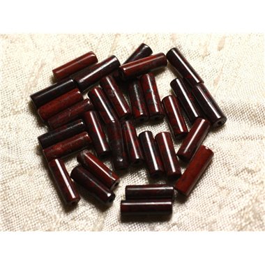 5pc - Perles de Pierre - Jaspe Rouge Poppy Colonnes Tubes 13x4mm   4558550010810