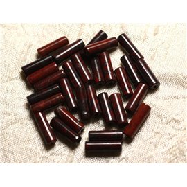 5pc - Cuentas de piedra - Red Jasper Poppy Columns Tubes 13x4mm 4558550010810