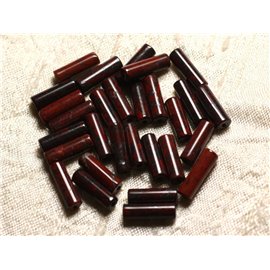 5Stk - Steinperlen - Roter Jaspismohn Säulen Rohre 13x4mm - 4558550010810