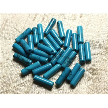 5pc - Perles de Pierre - Turquoise Synthèse Colonnes Tubes 14x4mm   4558550010834 