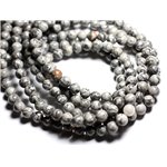 20pc - Perles Pierre - Jaspe Paysage Boules 6mm Gris Noir - 4558550010933