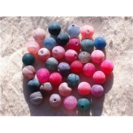 10 Stück - Steinperlen - Blauer Achat Rose Matt Lila Cracked Balls 8mm 4558550010964