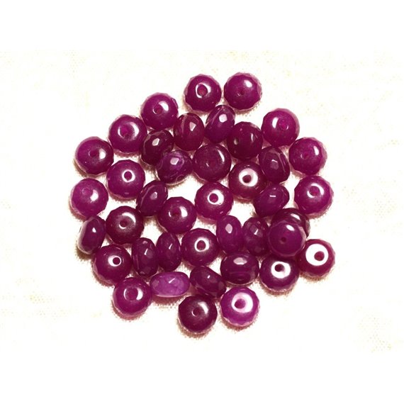 10pc - Perles de Pierre - Jade Rondelles Facettées 8x5mm Violet Rose Magenta  4558550008053 