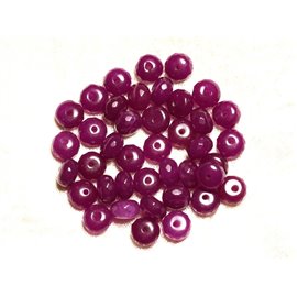 10pc - Cuentas de piedra - Rondelles facetados de jade 8x5mm Morado Rosa Magenta 4558550008053 