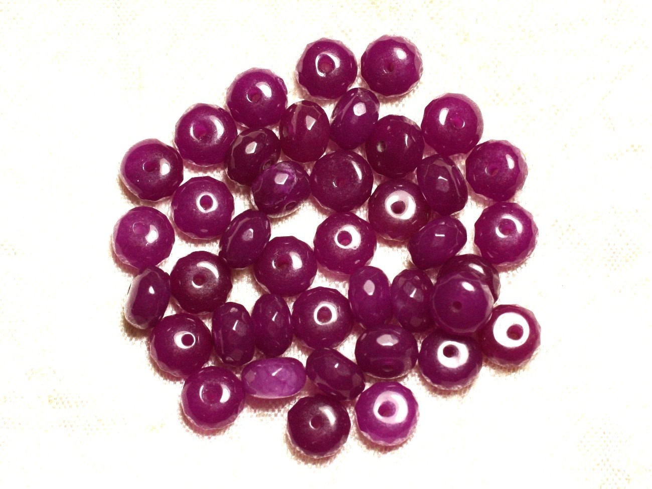 10pc - Perles Pierre - Jade Rondelles Facettées 8x5mm Violet Rose Fuchsia Framboise - 4558550008053